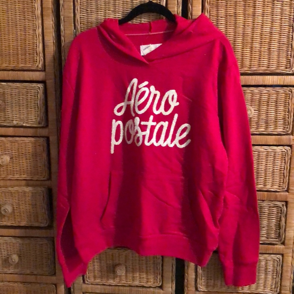 Red sweater with hood